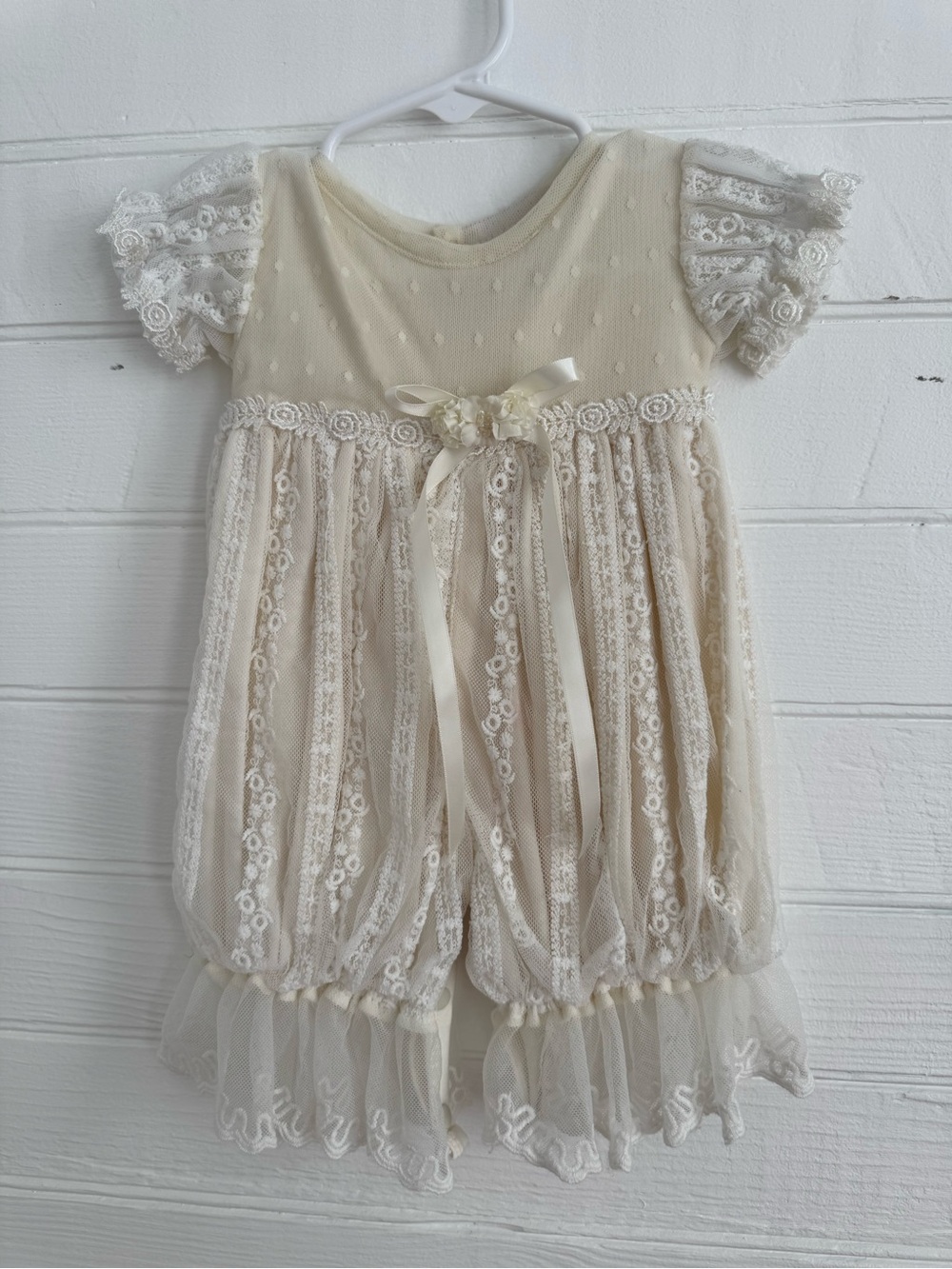Haute Baby Cream Lace Baby Dress - 3-6M